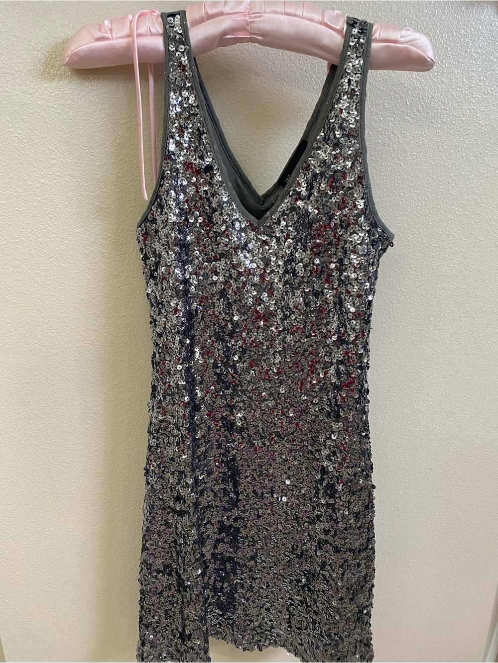 Silver sequin cocktail dress